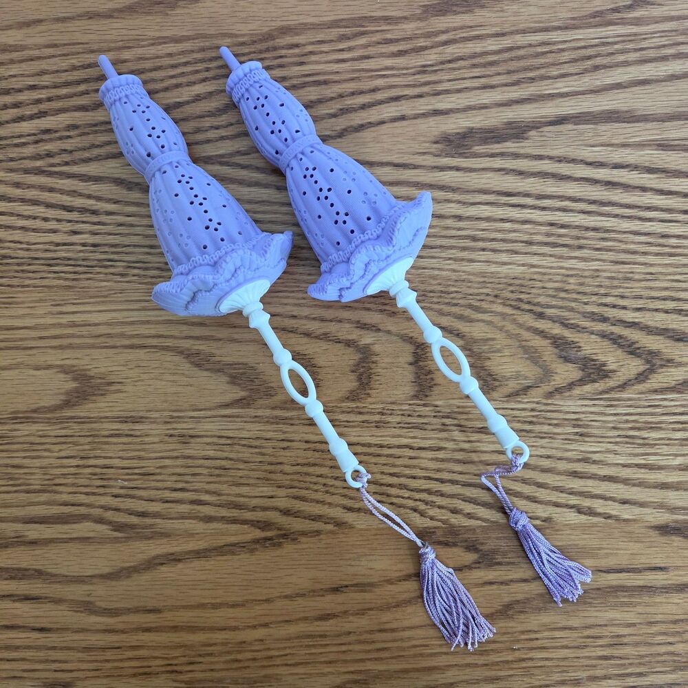 Vintage 1970s Avon Lavender Purple Parasol Umbrella Sachet Holders - Set of 2